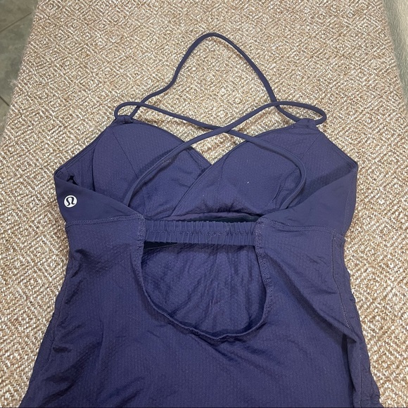 Lululemon Spaghetti Strap Top Cinched Side Yoga Top Purple Womens Sz 4 Gorpcore - Picture 5 of 9